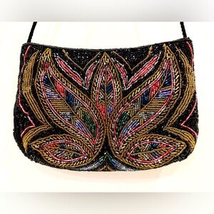Beautiful Hand-Beaded La Regale Evening Bag – Multicolor Floral Pattern – NWOT